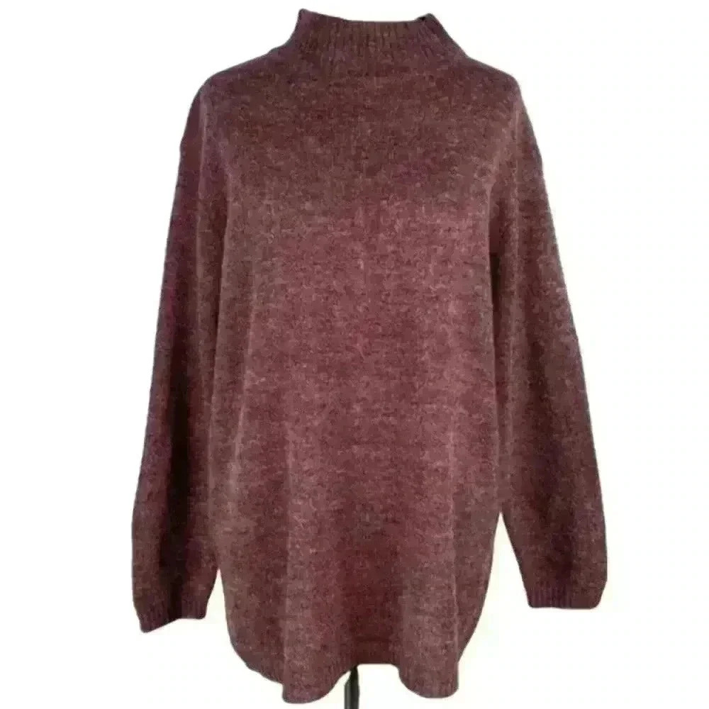 Extra Editions sweater size 1X burgundy 30% wool